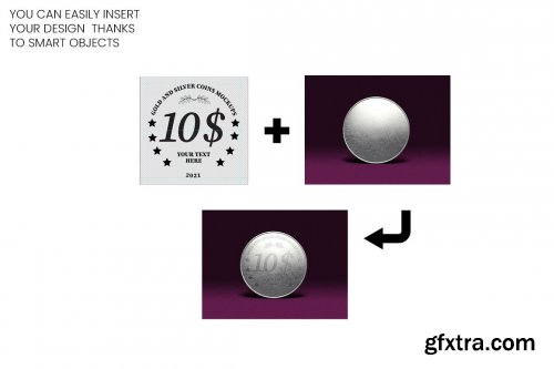 CreativeMarket - Gold and Silver Coin Mockups 5816380