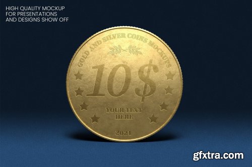 CreativeMarket - Gold and Silver Coin Mockups 5816380