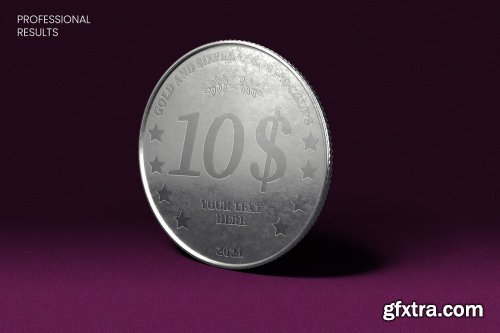 CreativeMarket - Gold and Silver Coin Mockups 5816380
