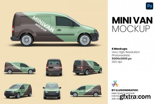 CreativeMarket - Mini Van Mockup - 6 views 6215356