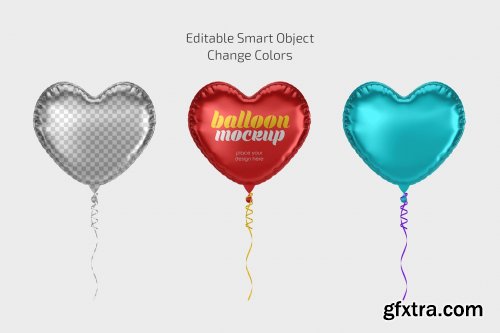 CreativeMarket - Heart Foil Balloon Mockup Set 6860179