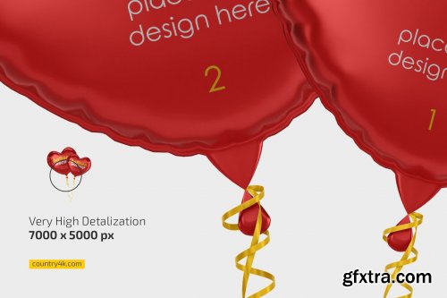 CreativeMarket - Heart Foil Balloon Mockup Set 6860179