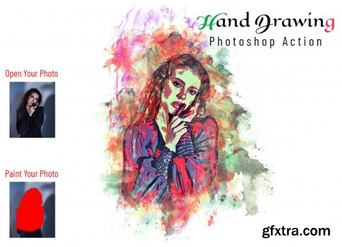 CreativeMarket - Hand Drawing Photoshop Action 6897652