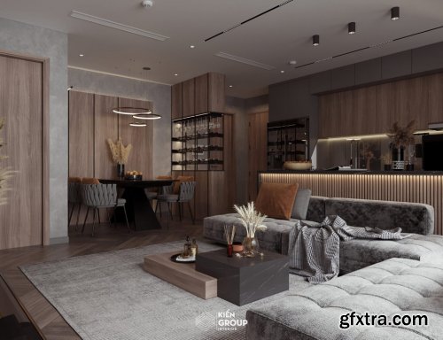 Living Room – Kitchen Interior By Hung Le