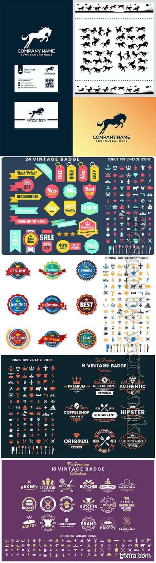 Set of vector logos, labels, emblems, ribbons