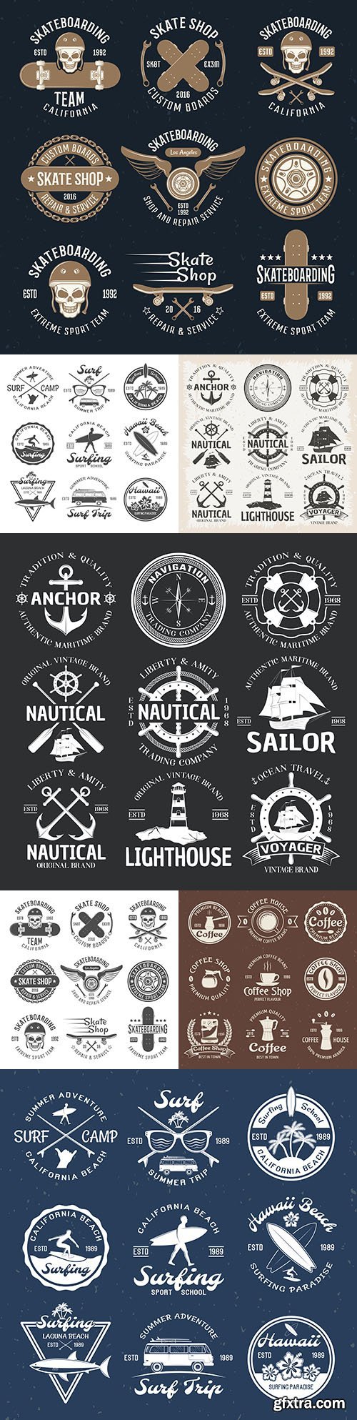 Vintage antique emblems and logos with text design 6