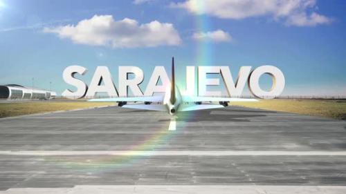 Videohive - Commercial Airplane Landing Capitals And Cities Sarajevo - 35938661 - 35938661