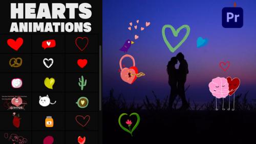 Videohive - Cartoon Animated Hearts Stickers for Premiere Pro - 36049291 - 36049291