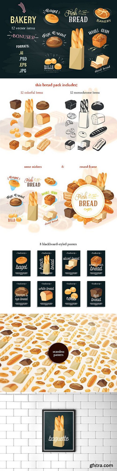 Bakery assortment vector pack