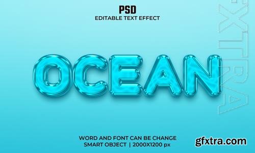 Ocean blue color 3d editable text effect premium psd with background