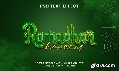 Ramadan kareem 3d editable text effect psd