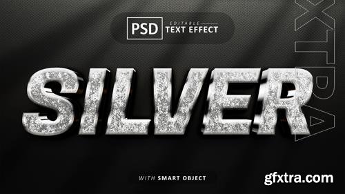 Silver 3d text effect editable psd