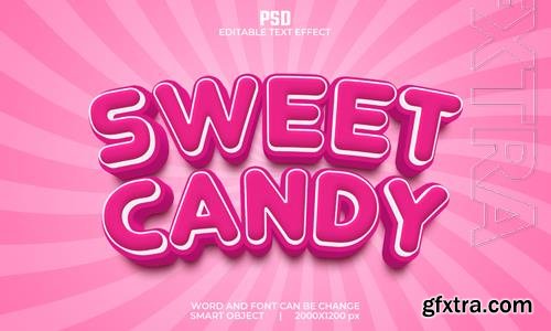 Sweet candy 3d editable text effect premium psd with background