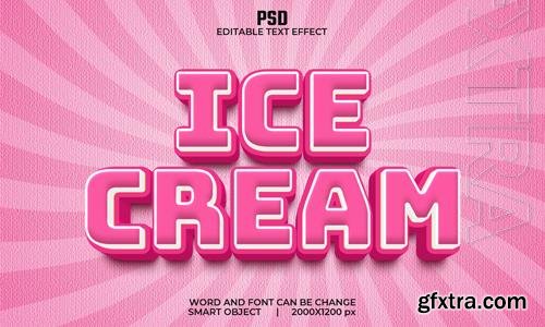 Ice cream 3d editable text effect premium psd with background