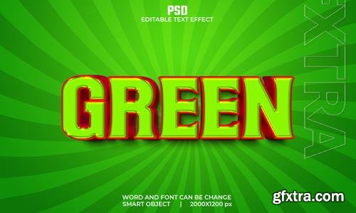 Green color 3d editable text effect premium psd with background