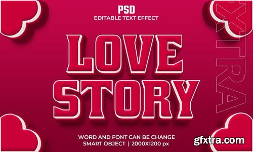 Love story 3d editable text effect premium psd with background