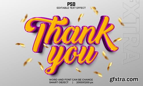 Thank you 3d editable text effect premium psd with background
