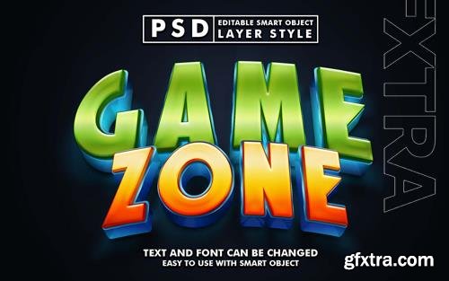 Game zone 3d realistic text effect premium psd