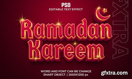 Ramadan kareem 3d editable text effect premium psd with background
