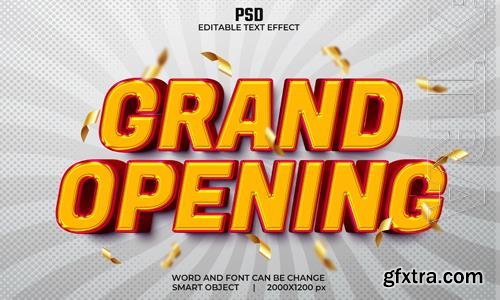 Grand opening 3d editable text effect premium psd with background
