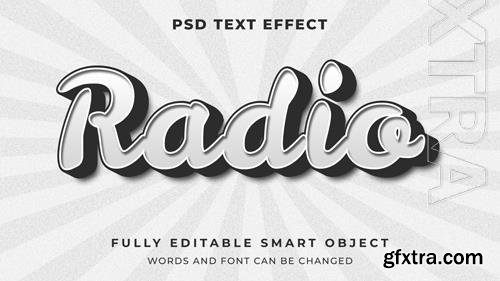 Radio retro vintage black and white graphic style editable text effect psd