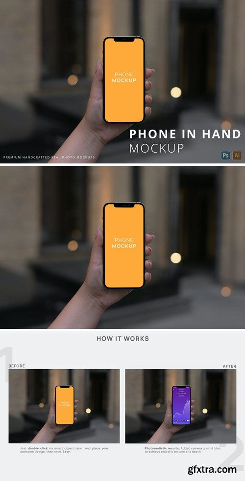 iPhone 12 Pro in Womans Hand Mockup with Bokeh