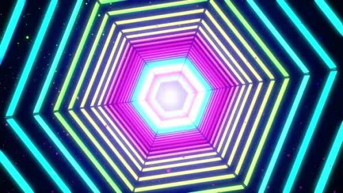 Videohive - Abstract Hexagon Neon Tunnel Motion Background Loop - 36260773 - 36260773