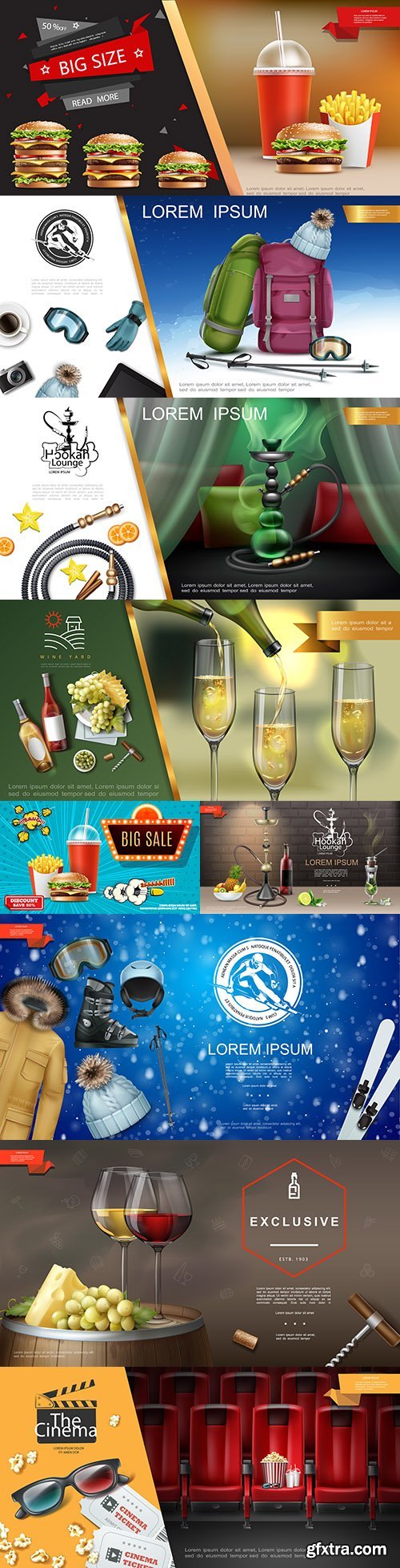 Realistic advertising 3rd template design products and objects