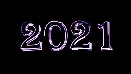 Videohive - Animation of seamless moving neon lines 2021 New Year. 2D animation on a Christmas - 36244711 - 36244711
