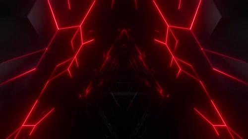 Videohive - 4k Abstract Red Neon Lights Tunnels - 36271085 - 36271085