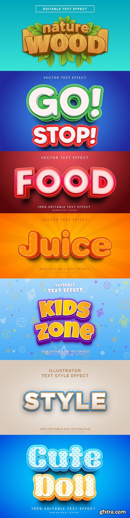 Editable font and 3d effect text design collection illustration 26
