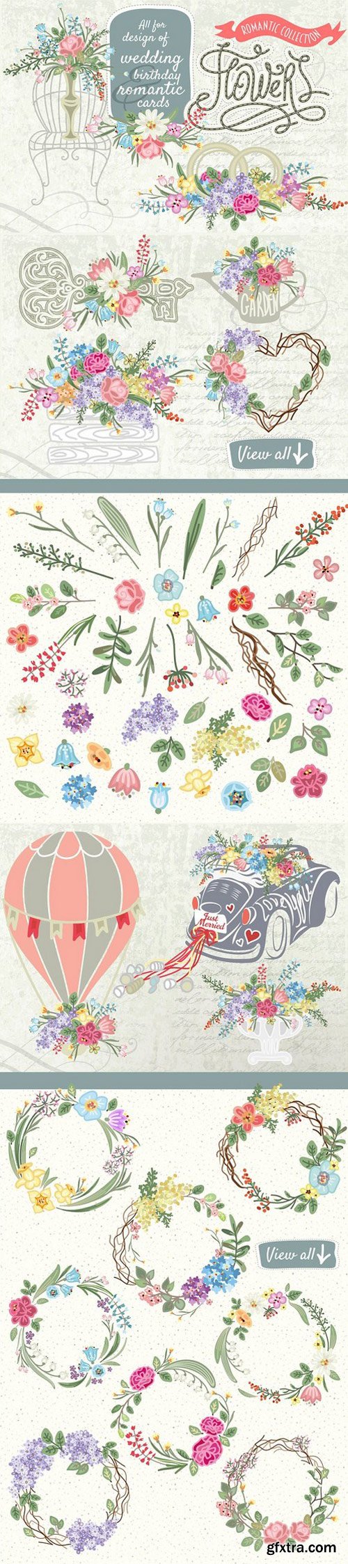 Set of vector bouquets