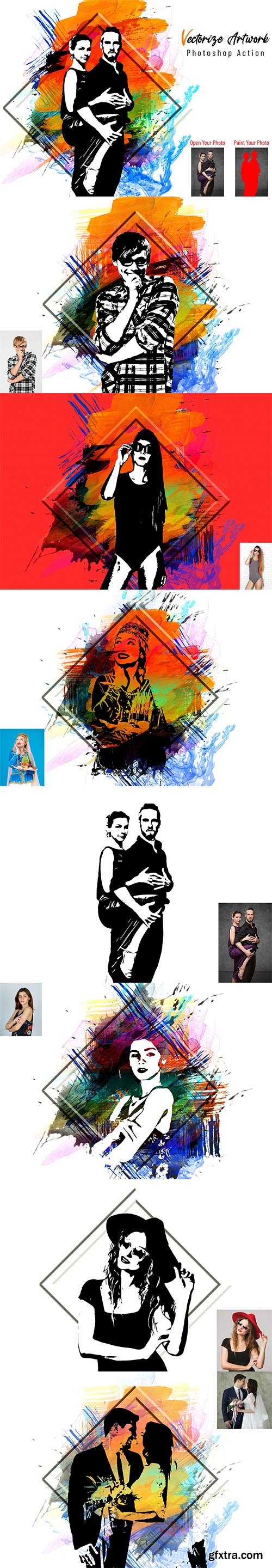 CreativeMarket - Vectorize Artwork Photoshop Action 6942586