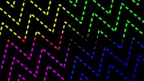 Videohive - Wavy colorful dash line motion background. Abstract colorful neon glowing geometric dash line. A 146 - 36398694 - 36398694