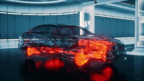 Videohive - Transparent Car with Engine in Laboratory - 36399230 - 36399230