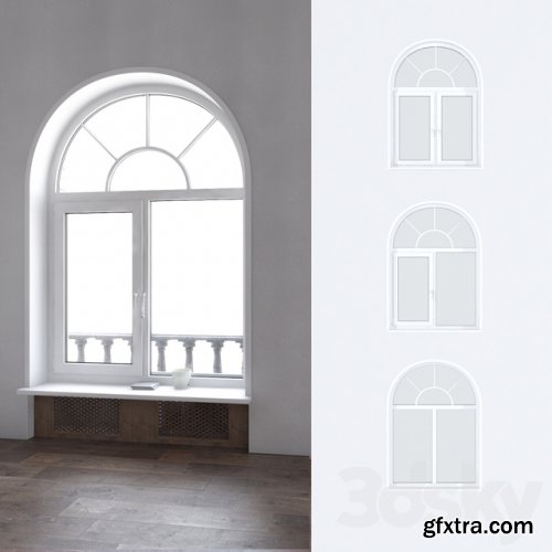 A set of arched plastic windows 18