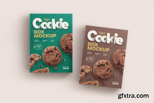 CreativeMarket - Cookies Box Packaging Mockup Set 6985417