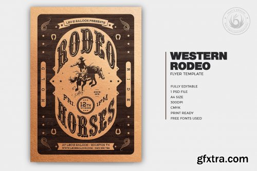 CreativeMarket - Western Rodeo Flyer Template V3 7006759