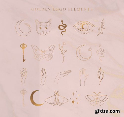 CreativeMarket - Golden Logo Elements. Esoteric 6686999