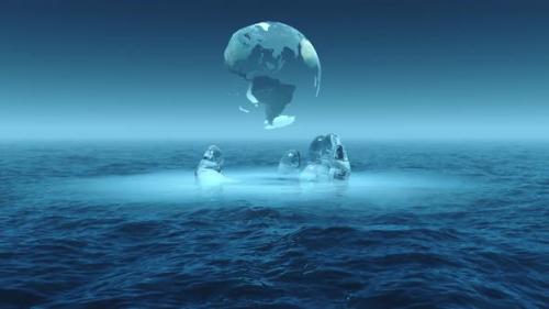 Videohive - Planet earth in the hand of god over the endless sea. - 36436760 - 36436760