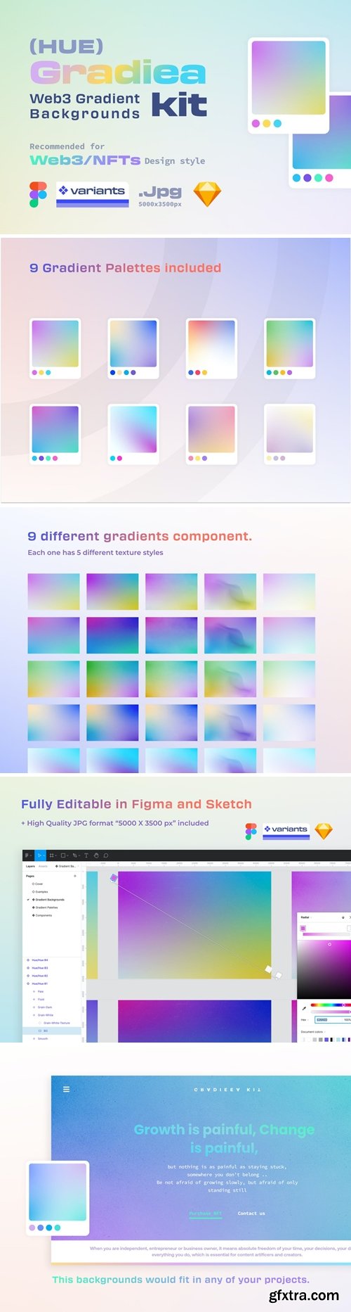 Gradiea Kit - Web3 Gradient Backgrounds (Hue Ver.)