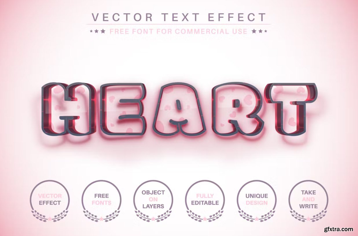 Pink Heart Editable Text Effect, Font Style » GFxtra