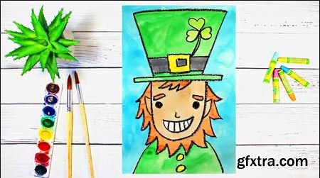 Art Project for Kids: Drawing and Painting a Lucky Leprechaun Step-By-Step