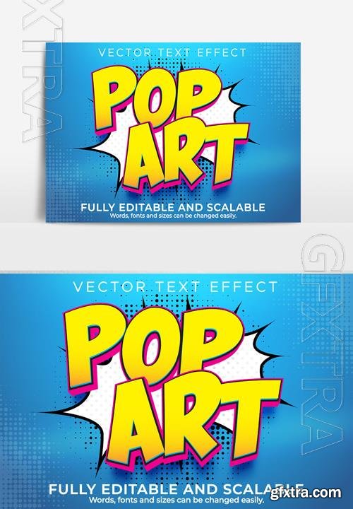 Pop Art Text Effect With Yellow Color on Blue Background