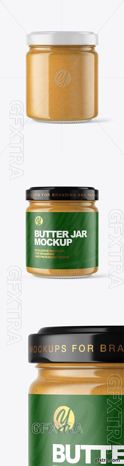 Clear Glass Jar with Peanut Butter Mockup 51335
