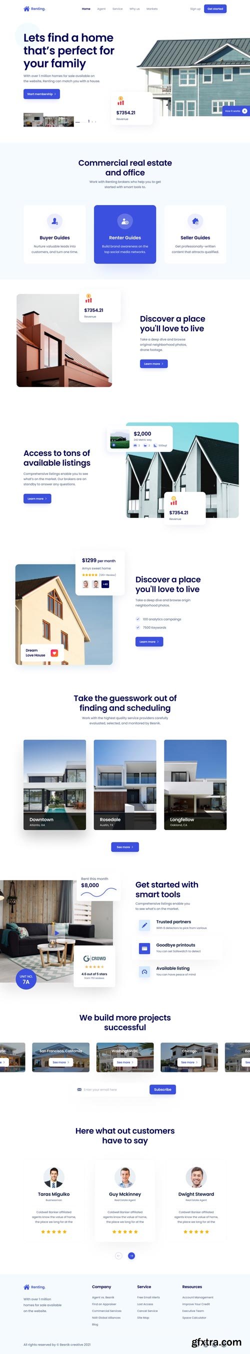 UiHut - Renting Real Estate Landing Page - 12116