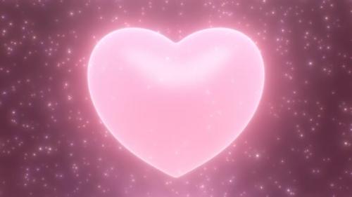Videohive - Pretty Pink Heart Beats Spinning 3D Shape in Shiny Sparkle Dust Rain - 4K - 36698550 - 36698550