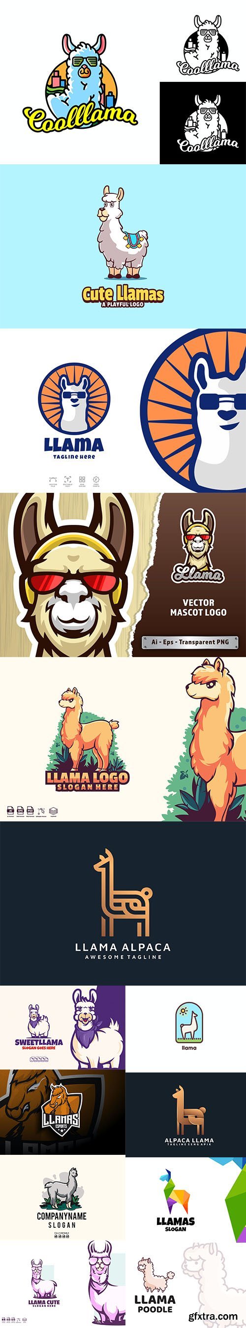Cool llama abstract logo template pack