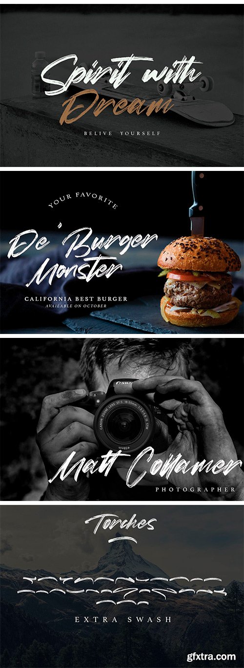 Torches Realistic Brush Font Torches Realistic Brush Font