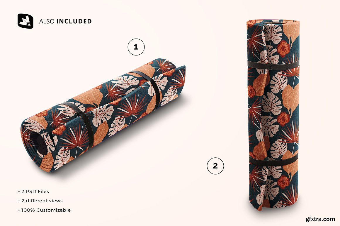 CreativeMarket Rolled Up Yoga Mat Set Mockup 5320706 » GFxtra